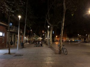 Nighttime on Barcelona's Plaça de la Virreina