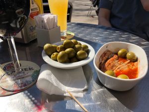 Wine, olives and anchovies on Barcelona's Plaça de la Virreina