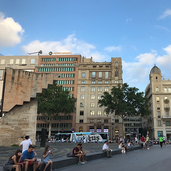 Barcelona's Plaça de Catalunya around midday.