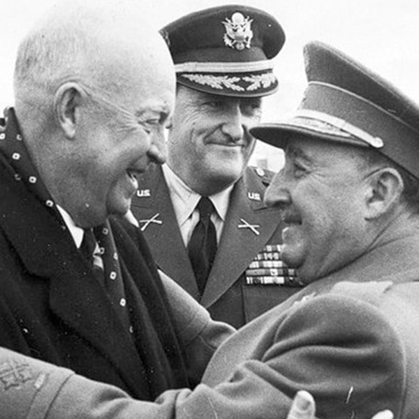 Photo of President Eisenhower hugging Francisco Franco for Catalunya Barcelona film