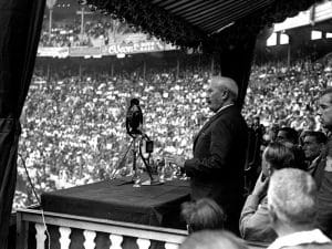 1931 - Alejandro Lerroux speaking in the Monumental bullring.