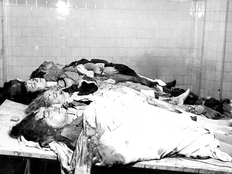 1937 - Victims of a Barcelona bombing during the Spanish Civil War.