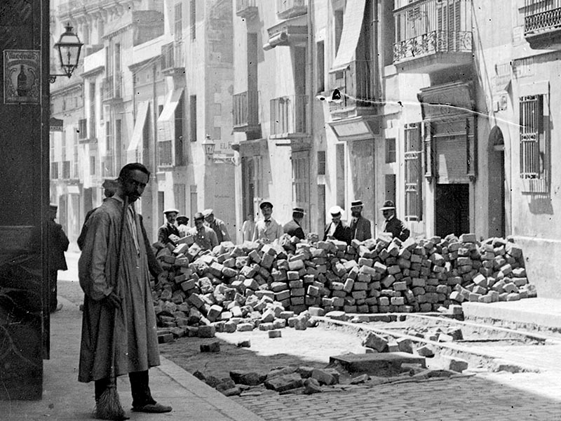 1909 - Barricade on Carrer de Salmeron during Barcelona's Tragic Week