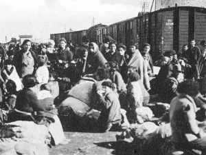 1939 - Refugees from Barcelona await train to France.