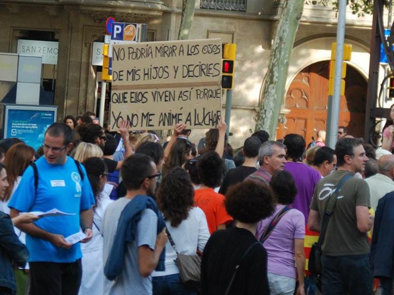 2011 - Members of Take the Square movement in Barcelona.