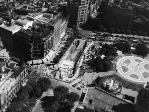 1966 - Construction underway near Plaça de Catalunya on parking lot beneath Carrrer de Pelai.