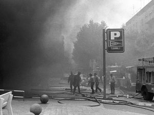 1987 - Emergency workers deal with casualties of the hipercor bombing by ETA.