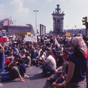Protesters in Barcelona during the early 1980s