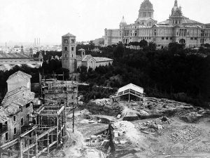 Construction in preparation for the Barcelona International Exposition of 1929.