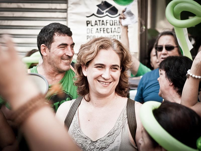 Ada Colau during a PAH (Platform for People Affected by Mortgages) demonstration.
