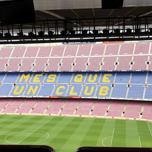Barça's Camp Nou with Catalan of More than a Club.