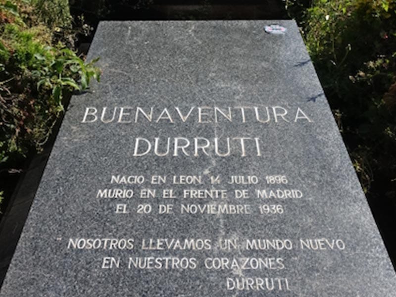 Gravesite of Buenaventura Durruti in cemetery on Montjuïc in Barcelona